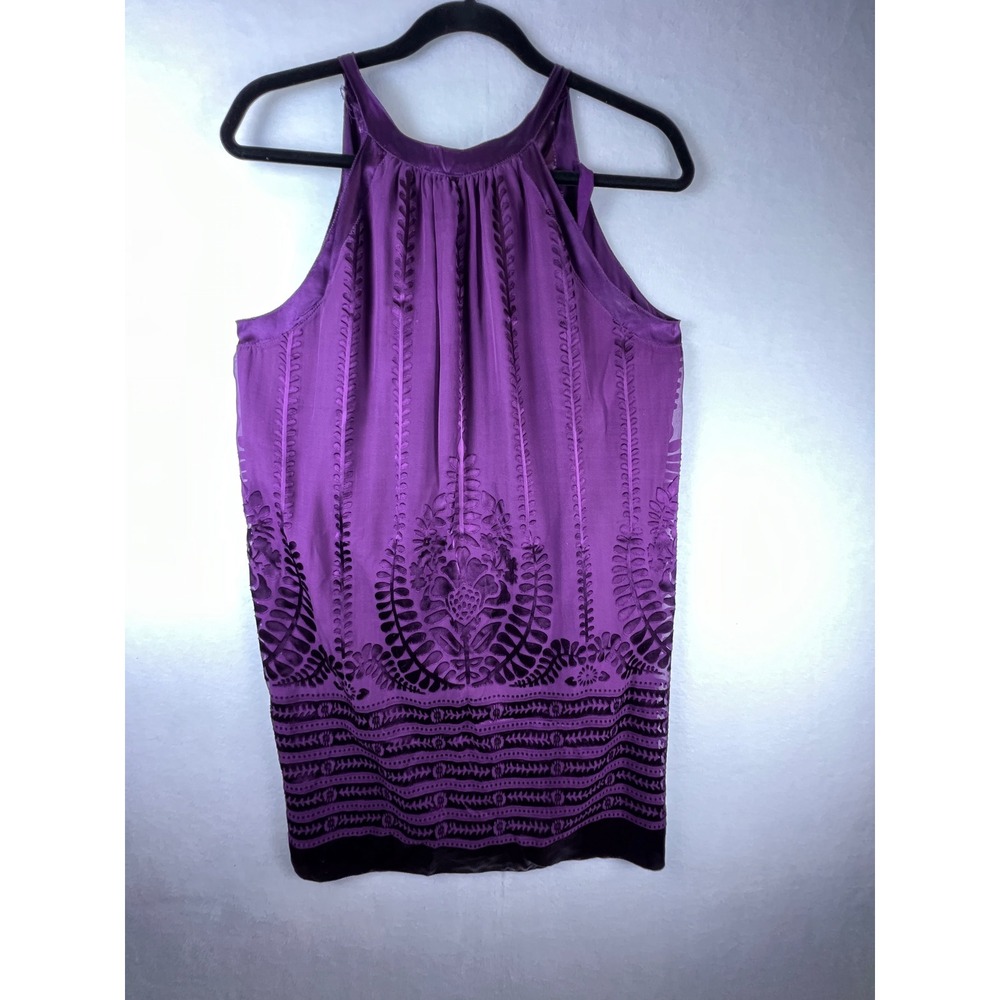 Studio M Purple Silk Blend Burnout Velvet Halter Sleeveless Top 8K11R60 Womens M